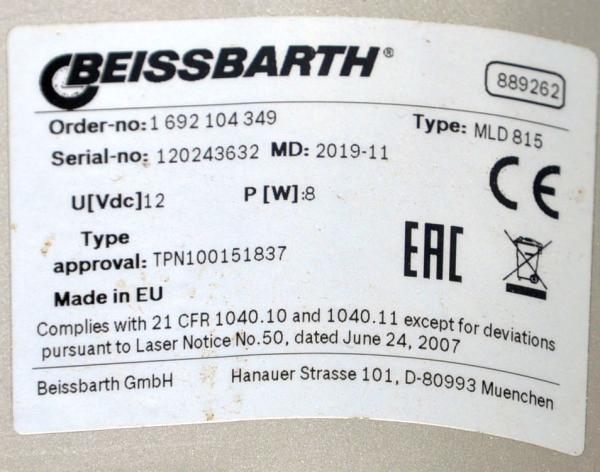 Beissbarth MLD 815 Scheinwerfereinstellgerät LASEREINHEIT Lichteinstellgerät LED