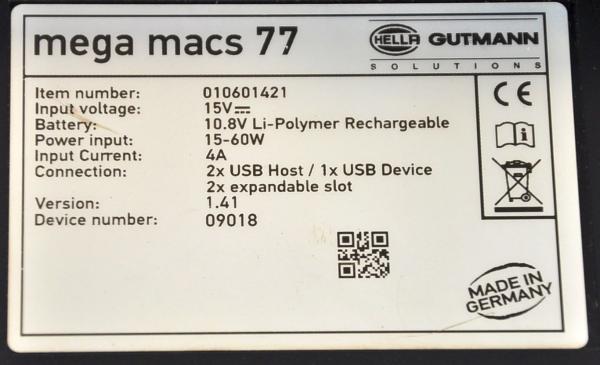 Hella Gutmann Mega Macs MM77 Diagnosegerät aktuell Update V82 OBD HG VCI Docking