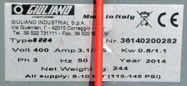 GIULIANO S224 Reifenmontiermaschine mit Schockbefüller Montiermaschine