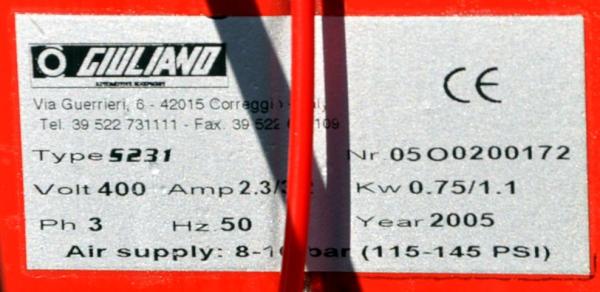 Reifenmontiermaschine GIULIANO S231 PAX Runflat Hilfsarm Reifenwechselmaschine