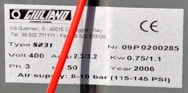 GIULIANO S231 Reifenmontiermaschine PAX Runflat Hilfsarm Reifenwechselmaschine