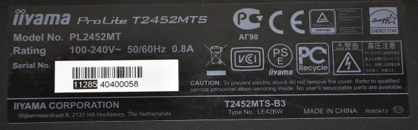 iiyama ProLite T2452MTS Touch Monitor 23,6 Zoll Bildschirm Gutmann MM66 Diagnose
