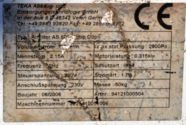 Lackierabsaugung TEKA Airfilter AS600 Motip Dupli Lackierfilter Smart Repair